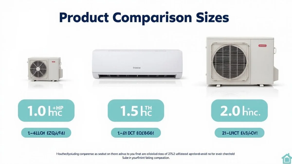 1.0 HP, 1.5 HP, and 2.0 HP unit comparison with typical price tags