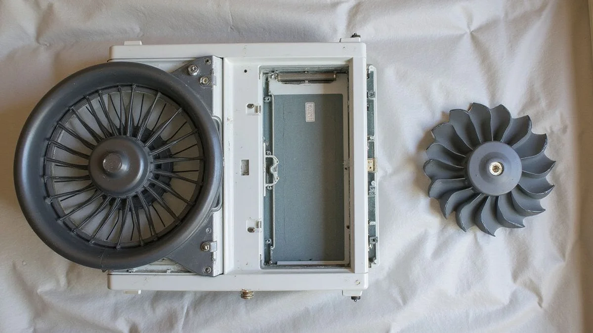 AMg Aircond chemical overhaul - indoor unit dismantled with evaporator coil and drain pan at a Petaling Jaya home