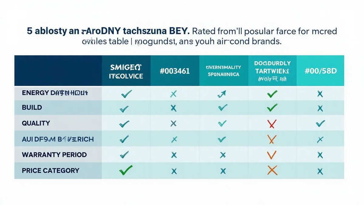 Brand comparison matrix covering efficiency, build quality, warranty, and price