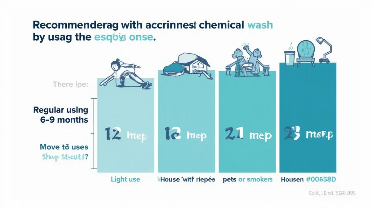 Cadence chart showing usage type vs chemical wash interval