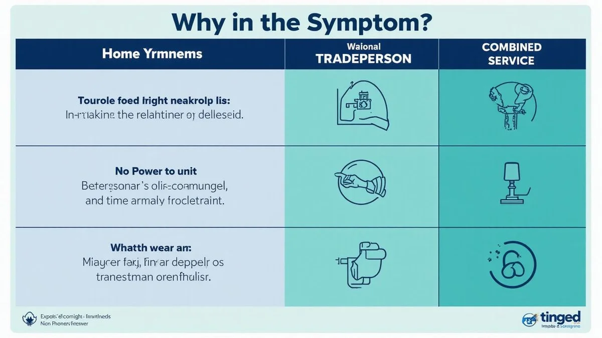 Decision matrix mapping symptoms to recommended trade, with combined-capability column highlighted