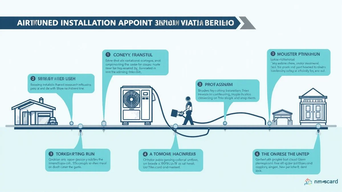 Installation timeline diagram with 5 steps and time-on-site marked for each phase