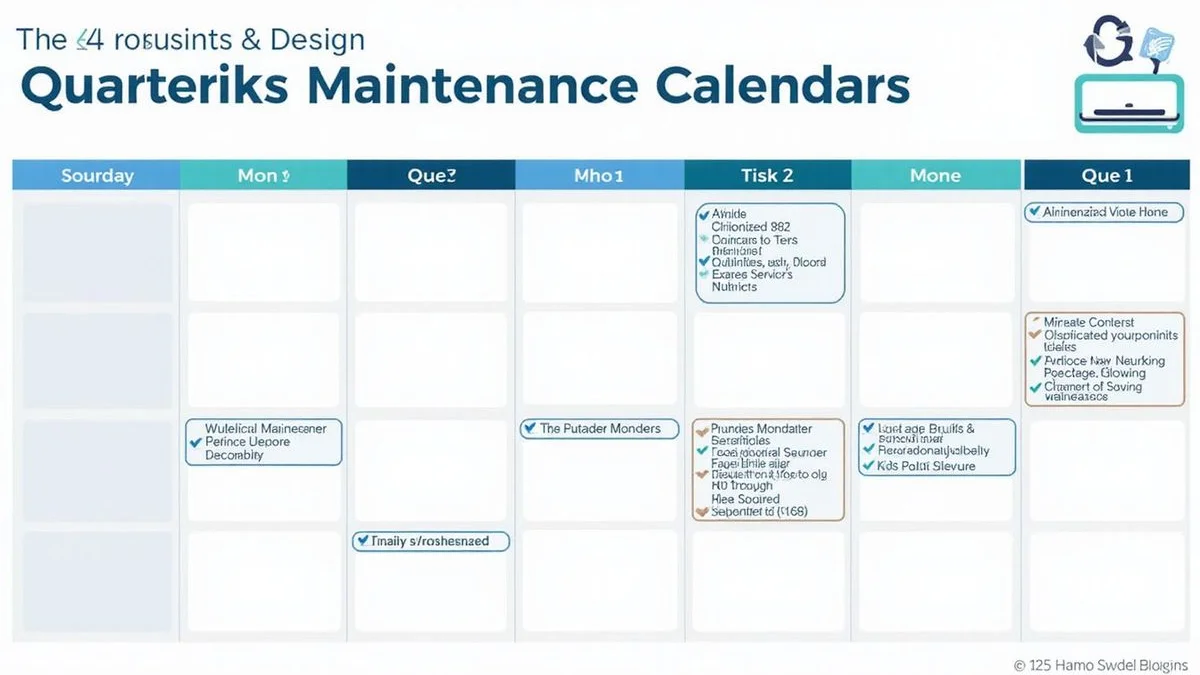 12-month maintenance plan calendar with quarterly visit checklists